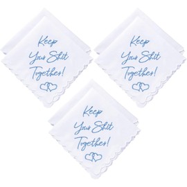 W&F GIFT Handkerchief - 12" x 12" - Something Blue for Bride on Wedding Day - Mother of the Bride Gift, Bridal Hankie - Keep It Together x 6