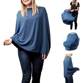 Manta para Amamantar Bebe Multiusos Compra Inteligente, Mandil para Lactancia, Bufanda (Blue Navy)