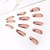 Handcess Coffin Shiny False Nails Brown Line False Nails Long