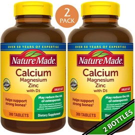 Nature Made 2 Pack Calcium Magnesium Zinc Vitamin D3 600 Tabs (2x300) Bone Anti Osteoporosis