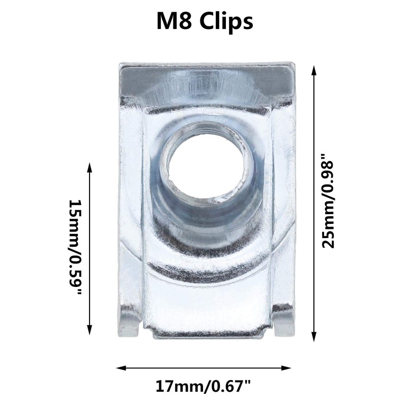 YINETTECH 80Pcs Thread Clip Nut Set, U-Shaped Nut M4 M5