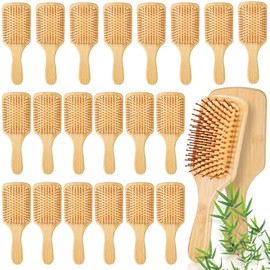 10 cepillos de pelo de bambú para mujeres, 8.46 x 2.5 pulgadas, cepillo de madera para masaje, cerdas de bambú, antiestáticas, para hombres, grabado, 