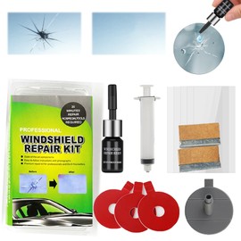 Kunsia Car Windshield Repair Kit, 2025 New Glass Crack Repair Fluid, Repairs Chips, Cracks up to 12 in, Quick Fix for Bullseyes Half-Moon Cracks Star-Shaped Chips and Cracks (1 Set) (Green)