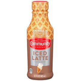 Community Coffee Vanilla Waffle Cone Iced Latte Ready To Drink, 13.7 Ounce Bottle(Pack of 1)