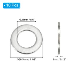PATIKIL Flat Washers, 10 Pack 316 Stainless Steel 5/6" ID x 1 4/9" OD x 0.12" Thickness Washer Flat Plain Washer for Screws Bolts Assortment
