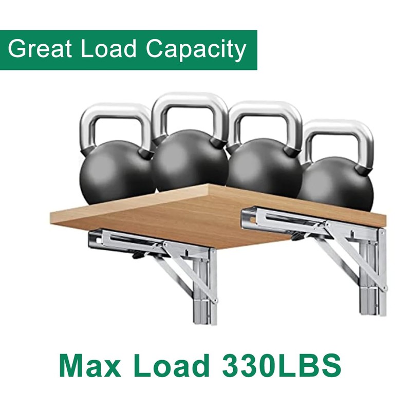 2 Pcs Heavy Duty 304 Stainless Steel Collapsible Triangle Shelf