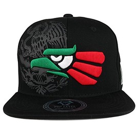 Trendy Apparel Shop Hecho En Mexico Eagle 3D Embroidered Flat Bill Snapback Cap - Black MEX