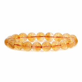 Natural Citrine Gemstone 10mm Round Beads Stretch Bracelet 6.5" Unisex