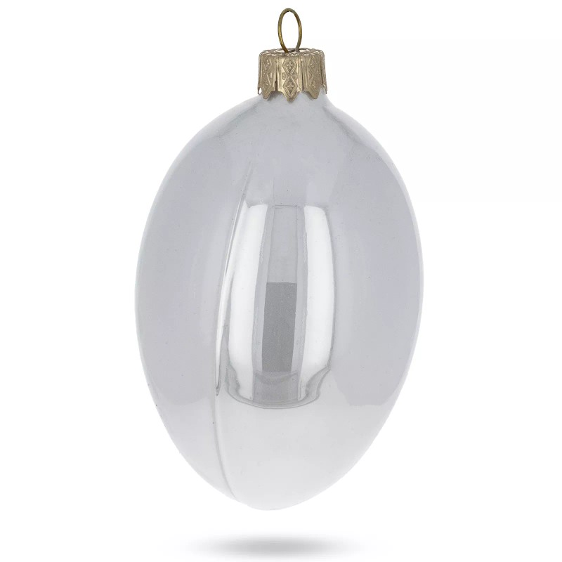 BESTPYSANKY Set of 6 White Glossy Glass Egg Ornaments 4