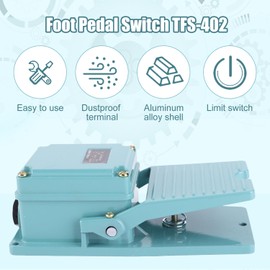 Tissting Industrial Foot Switch, AC 250V 15A Momentary Electric Aluminium Pedal Foot Pedal Switch 1NO 1NC Foot Button Step Switch Foot Pedal Switch