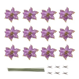 Adornos para árbol de Navidad de Pascua con purpurina, paquete de 12 unidades (morado)