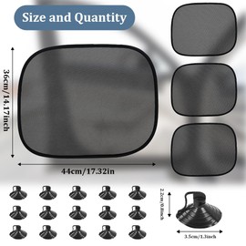 VGECEE 4 Stück Auto Sonnenschutz Baby Kinder, Sonnenblende mit Saugnapf Auto, 44 * 36cm, Autofenster Sonnenschutz Saugnapf mit UV Schutz Sonnenblende Seitenfenster Autosonnenschutz