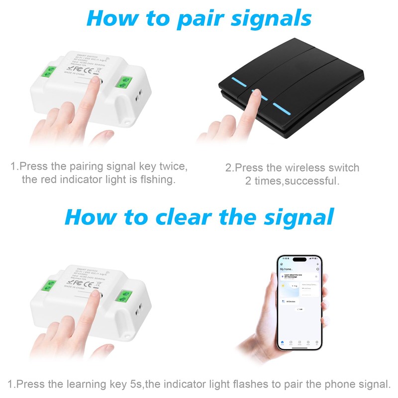230 V Light Switch Set, RF 433 MHz Wireless Light
