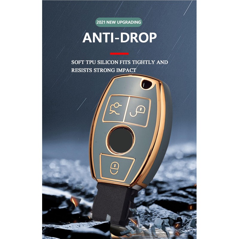 HIBEYO Smart Car Key Case Fits Mercedes Protective Key Case