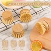 6Pcs Bamboo Dish Brush Soft Sisal Bristle Dish Washing Brush