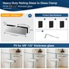 Gyykzz Railing Glass to Glass Clamp, 180 Degree Stainless Steel
