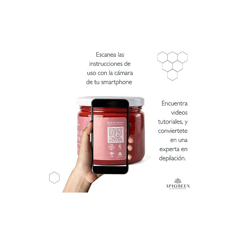 Cera Española para depilar Apigreen 250GRS - Aroma Fresa |Piel