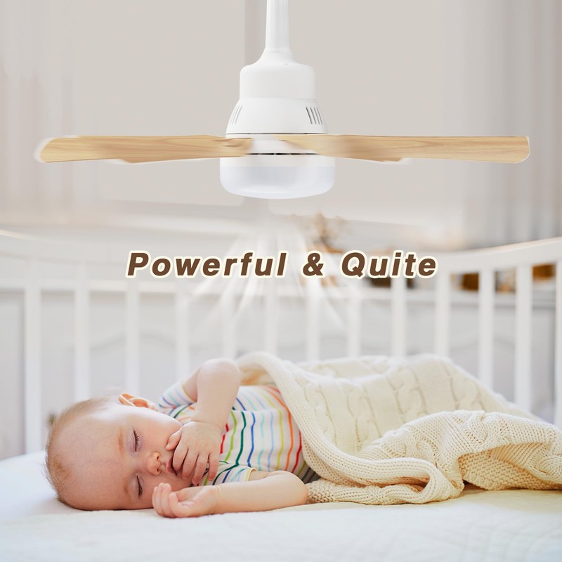 Techcircle Socket Fan Light with Remote Control, 20" Screw in