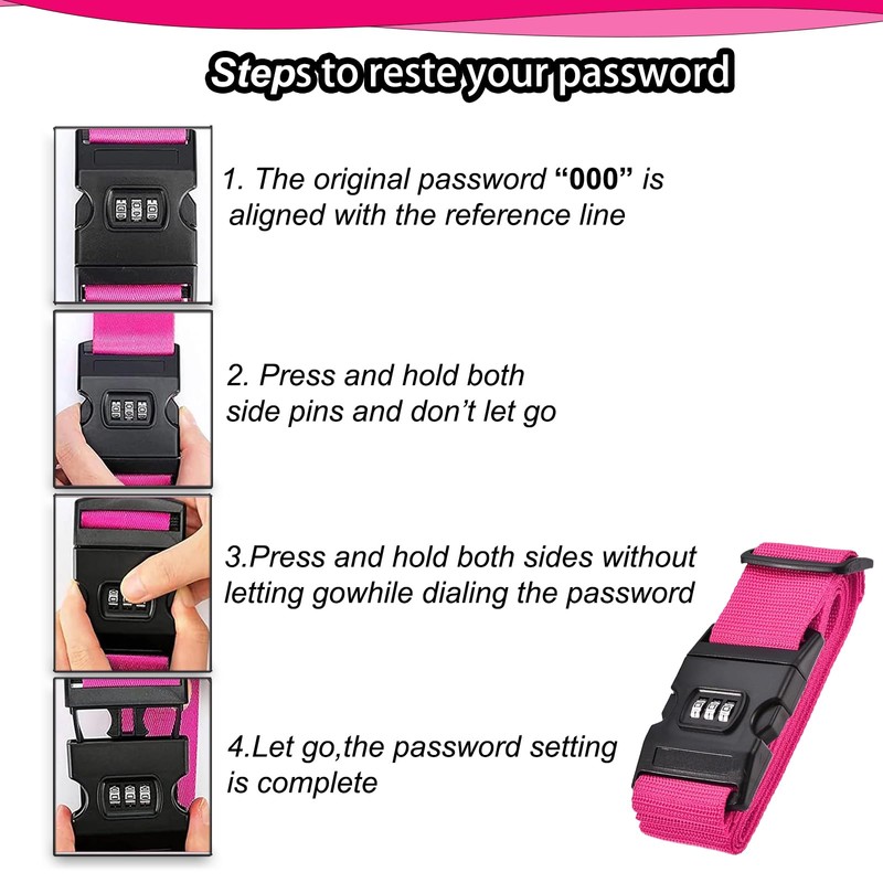 Luggage Strap with Combination Lock, Pack of 2 Luggage Strap,