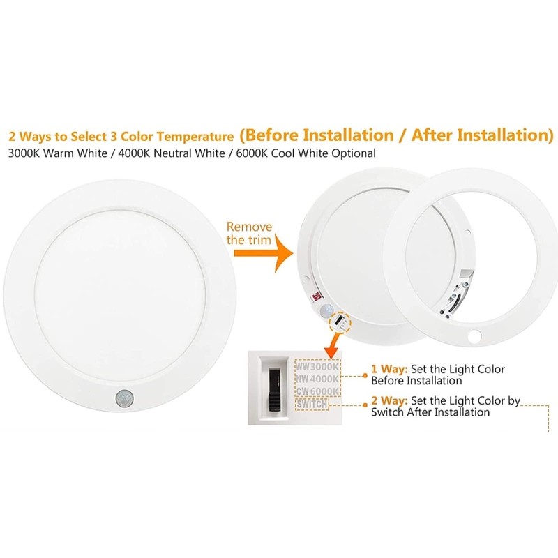 UKEW 18W PIR Ceiling Panel Light - LED Round Flush