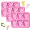3Pcs Baby Foot Prints Silicone Soap Molds Footprint Shaped Chocolate