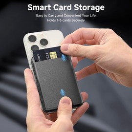 minisopuru Magnetic Card Wallet Holder for MagSafe (Black), Black, Wallet Magnetic