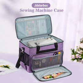 Jdstorbox Sewing Machine Carrying Case,Sewing Accessories Organizer With Removable Padding,Tote Bag With Multiple Storage Pockets、Shoulder Strap,Craft Supplies Organizer,Travel Bag (Purple)