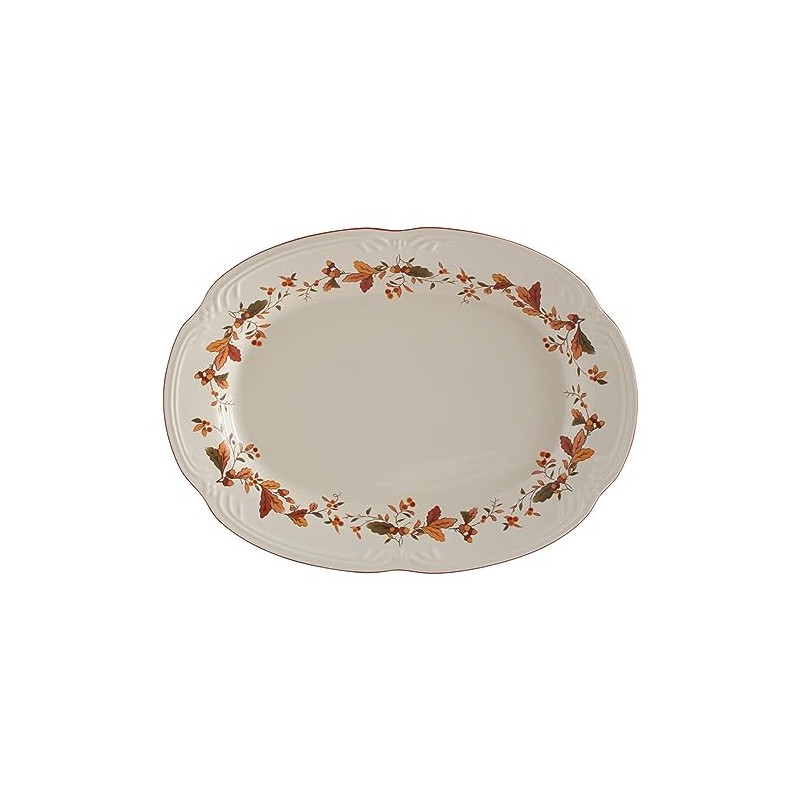 Pfaltzgraff Autumn Berry Oval Platter, 14-3/4-Inch x 11-Inch, White, 5189119