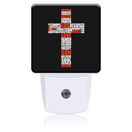 BLYKVGHQ Cross of Religious Words Night Light Plug Wall Christian Symbol Night Light with Dusk to Dawn Sensor LED Night Light for Girl Boy Women Men Home Decor,Kitchen,Bathroom,Hallway,Nursery,Stairs