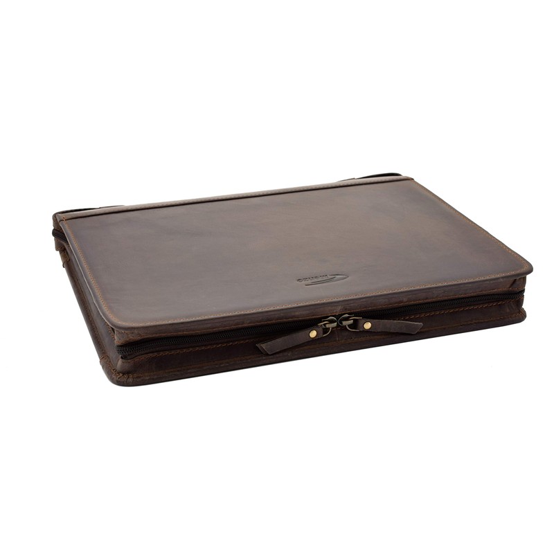 MENZO Leather Writing Case, Document Folder, Genuine Buffalo Leather Folder,