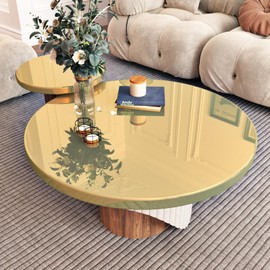 Wallercity Flexible Gold Mirror Sticker Peel and Stick Mirrors Wallpaper Self Adhesive Mirrors Sheet Stickers Golden Contact Paper for Glass Vinyl Wall Paper for Cuttable Mirror Sheets 15.8''x118''