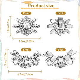 4 Pcs Rhinestone Wedding Shoe Clips, Elegant Rhinestone Shoe Charms, Detachable Fashion Womens Crystal Shoe Clips, Sparkling Rhinestone Shoes Buckles, Bridal Wedding Prom Party High Heels Accessories