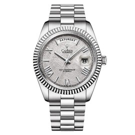 CADISEN Men Automatic Mechanical Watch Business Waterproof MIYOTA 8285 Movement Mens Wristwatch (Grey)