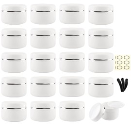Yalbdopo 20Pcs 20ml/20g White Cosmetic Sample Jars with 3Pcs Mini Spatulas & Labels, Plastic Refillable Travel Pot Containers with Silver Dome Lids & Inner Liners for Makeup Creams Beauty Nails