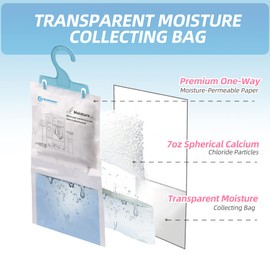 Wisesorb Moisture Absorber Packets with Plastic Case & Hook, Odor Eliminator, Leak Proof, Fragrance Free, Humidity Packs, Hanging Closet Dehumidifier Bags, Moisture Absorber (4 Packs)