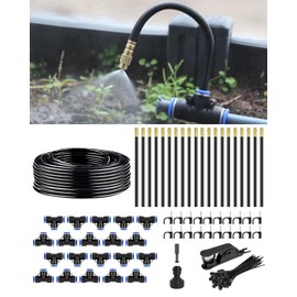 Drip Irrigation System for Watering Garden: 65FT 360° Hydroponic Misting Device Kit with Quick Connector Hose Barbed Accessories for Potted Plants Outdoor Indoor Greenhouse Raised Beds