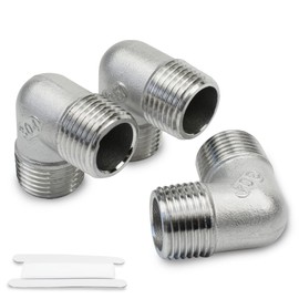 Bwintech 3 Pcs 90 Degree 1/2" Male to 1/2" Male BSP Thread Stainless Steel 304 Elbow Connector Pipe Fitting for Pipe Connecting Conversion
