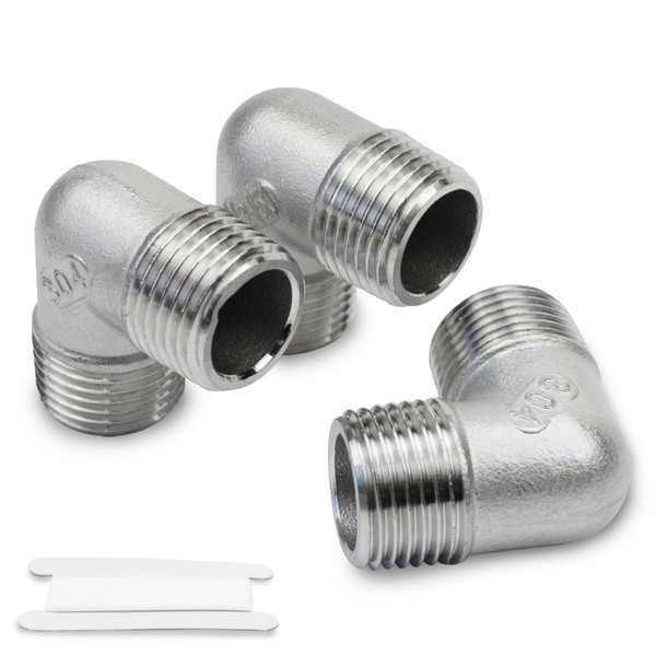 Bwintech 3 Pcs 90 Degree 1/2" Male to 1/2" Male