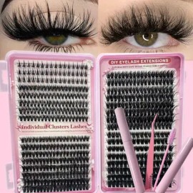 Pestañas Postizas 740 Piezas, Volumen Natural, Kit Profesion Negro D 1.1 Cm 0.05 Mmzynlora