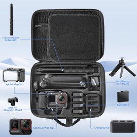 Carrying Case for Insta360 ACE Pro/Ace Pro 2 Xplorer Grip Kit Accessories Storage Travel Bag for Insta 360 Multi Mount/114cm Selfie Stick