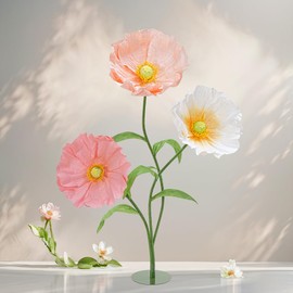 LJIE-House Artificial Giant Flowers for Decoration with Stand - 3D Large Paper Fake Flowers Wedding Floral Decor for Party Birthday Home Garden Outdoors Backdrop (Set of 3)