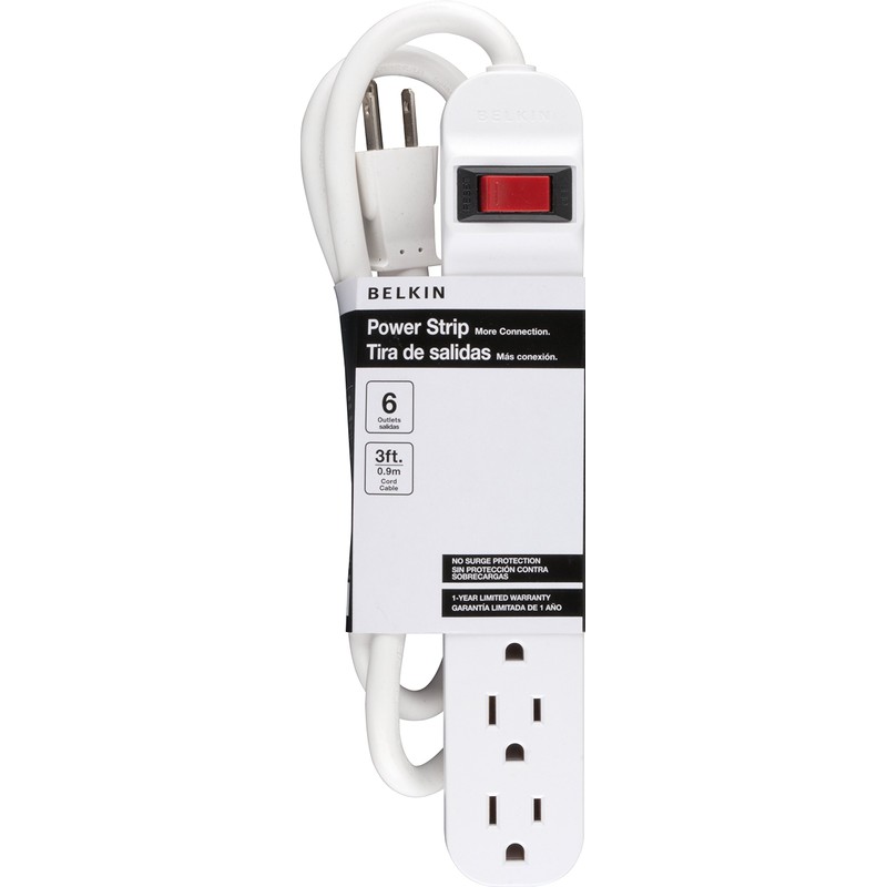 Belkin 6-Outlet Power Strip with 3-Foot Power Cord (F9P609-03)