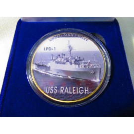 US NAVY - USS Raleigh (LPD-1) Challenge Coin w/ Presentation Box