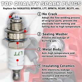 GREPSPUD 3pcs BPMR7A L7T Spark Plugs with 1pc 13 by 19 mm Chainsaw Scrench Wrench Tool BPM7A RCJ6Y RCJ7Y Sparkplugs for 2-Stroke Small Engine Husqvarna Stihl MS290 021 023 024 025 026, etc.