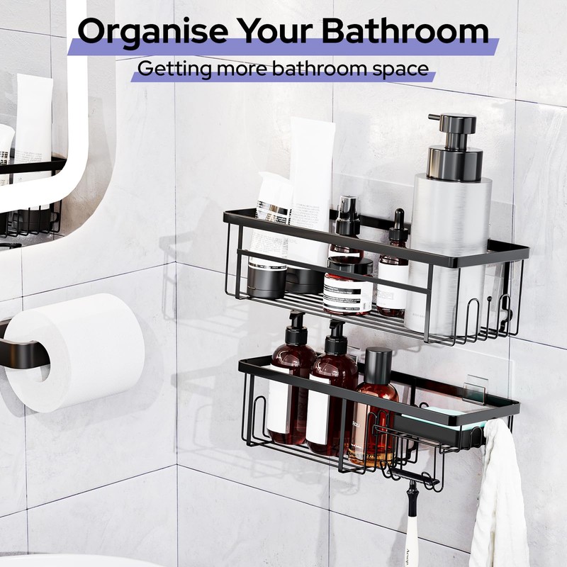 Alyvisun Pack of 2 Shower Shelves Large Capacity with Strong