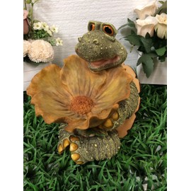 MYHOUSEOFGIFTS Sitting Turtle w/Flower Bird Feeder