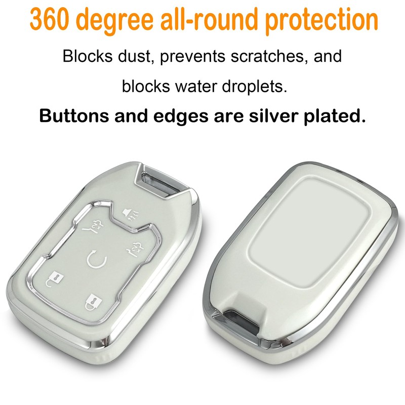 Yonmcfn for GMC Key fob Cover with Keychain/Keyring,Soft TPU 5/6