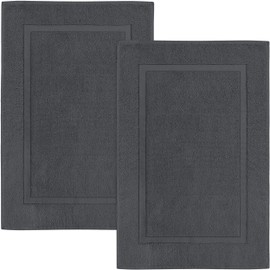 Utopia Towels Cotton Banded Bath Mats, [Not a Bathroom Rug], 53 x 86 CM, 100% Ring Spun Cotton - Highly Absorbent and Machine Washable Shower Bathroom Foot Towel (Pack of 2) (Grey)