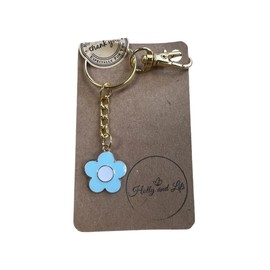 Keyrings, Handmade Keychains, Zipper Chains, Keyrings (Teal Daisy - Gold)