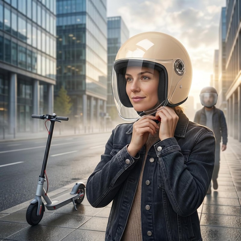 Casco de Scooter de Cara Abierta con Visera, Cascos Motocicleta